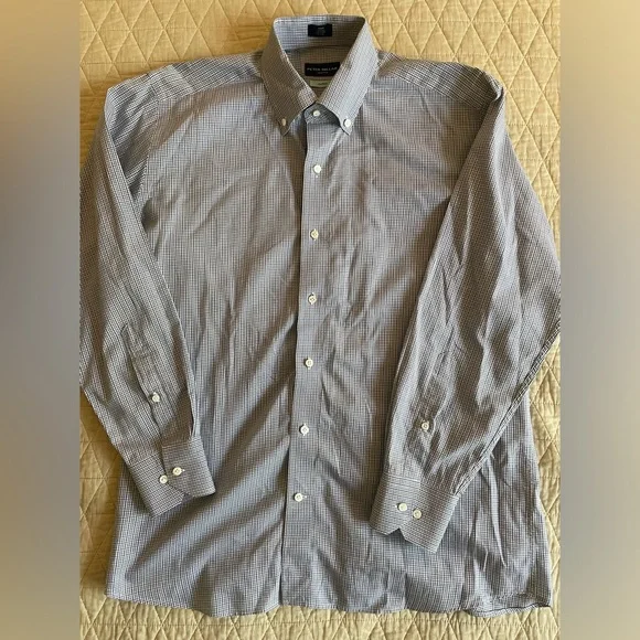 PETER MILLAR COLLECTION Flex Finish Mini Check Button Down Shirt Size M $275 - Picture 2 of 5